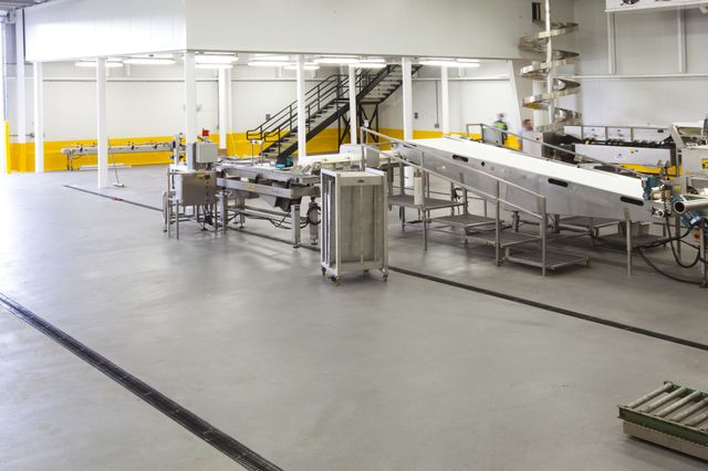 Finished urethane cement floor installation at Enfield food processing facility