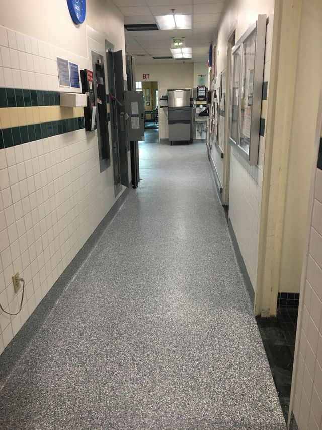 MMA fast-cure flooring installed in a commercial kitchen at Naval Station Everett